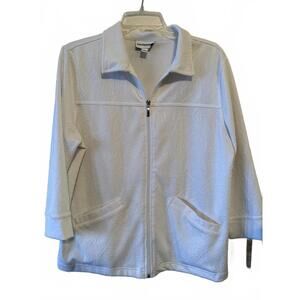 Breckenridge Women's White Zip-Up Jacket with Floral Texture